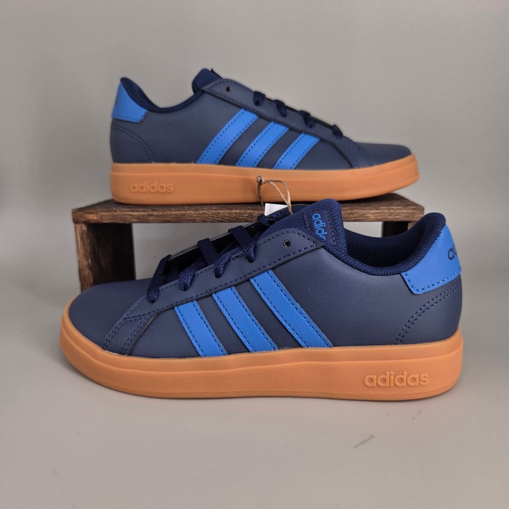 Adidas Grand Court 2.0 K Kids 1.5 Navy Blue Gum Sole Sneakers JS4344 Sporty